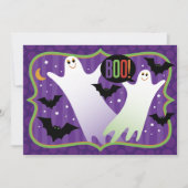 Boo. Uitnodiging van Cute Ghosts Halloween Party (Voorkant)