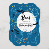 Boo. Uitnodiging van de Halloween-partij van het k (Voorkant / Achterkant)