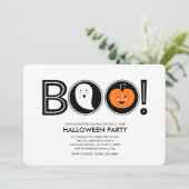 Boo. Uitnodiging voor Halloween Party (Staand voorkant)