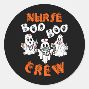Boo verpleegster scrub grappige geest halloween ko ronde sticker