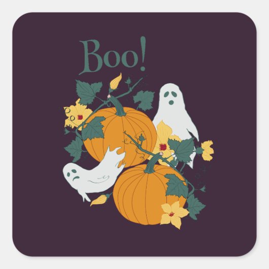 Boo. Vierkante Sticker (Voorkant)