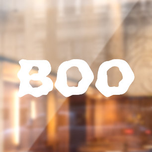 Boo white spooky enge grappige typografie Hallowee Raamsticker