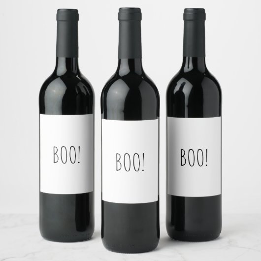 Boo wit eenvoudige typografie grappig schattig Hal Wijn Etiket (Flessen)