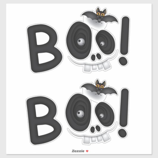 BOO with a Bite – Bat & Skull Halloween Lettering Sticker (Vel)