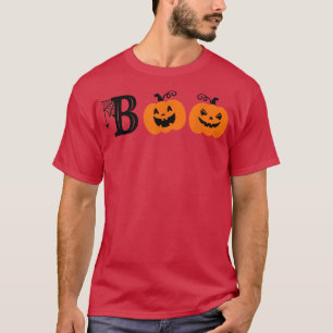 Boo With Spiders And Pumpkin Funny Costume Happy H T-shirt