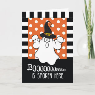 Boo wordt hier gesproken in Halloween Ghost Kaart