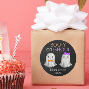 Boo-y of Ghoul Halloween geslacht onthullen Ronde Sticker