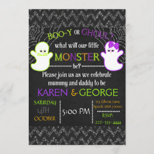 Boo-y ou Ghoul Halloween Invitation de révélation