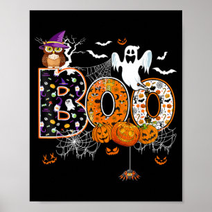 Boo y Uil Pompoen Geest Halloween Mannen Vrouwen K Poster