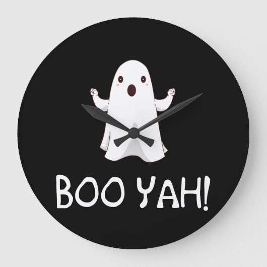 Boo Yah Funny Halloween Ghost Grote Klok (Voorkant)