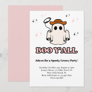 Boo Y'all Groovy Halloween Feestuitnodiging Kaart