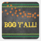 Boo Y'all Herfst Halloween Blackboard Fun Vierkante Sticker (Voorkant)