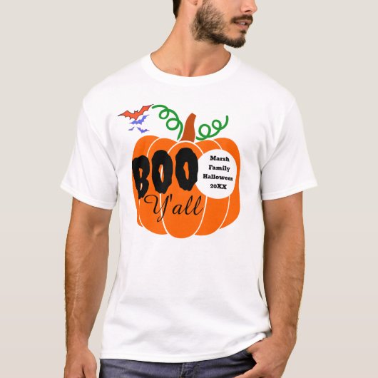 Boo Yall T-shirt, Aangepaste familienaam Jaar Hall T-shirt (Voorkant)
