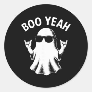 Boo Yeah Geest Zonnebril Shaka Teken Halloween Sur Ronde Sticker