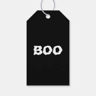 Boo zwart en wit griezelige Halloween favorieten Cadeaulabel