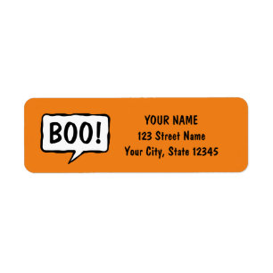 Boo. Zwart oranje Halloween-retouradreslabels Etiket