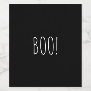 Boo zwarte eenvoudige typografie grappige cute Hal Wijn Etiket