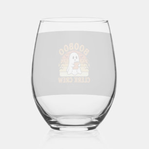 Booboo Clerk Crew Halloween Ghost Ontwerp_1 Wijnglas Zonder Voet