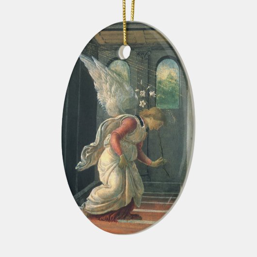 Boodschap (engel detail) door Sandro Botticelli Keramisch Ornament (Links)