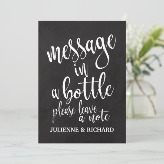 Boodschap in een fles Betaalbaar krijtbord bord Kaart (Staand voorkant)
