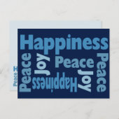 Boodschap van Vrede, Vreugde en Geluk Feestdagenkaart (Voorkant / Achterkant)