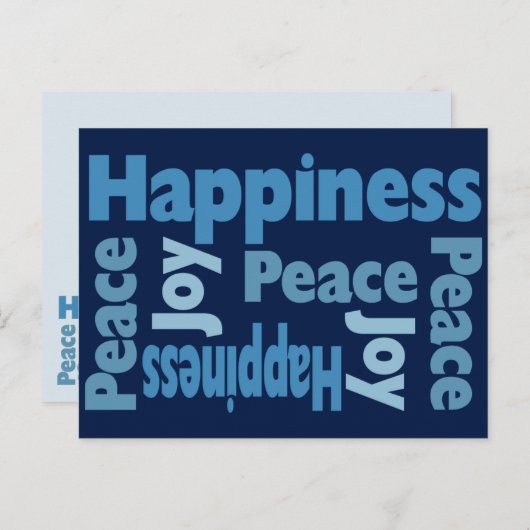 Boodschap van Vrede, Vreugde en Geluk Feestdagenkaart (Voorkant / Achterkant)