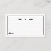 Boodschap voor nieuw paar minimalistisch zwart en  informatiekaartje (Voorkant)