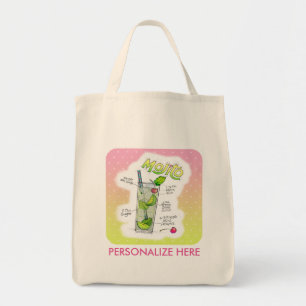 BOODSCHAPPENTASJES - MOJITO RECEPT COCKTAIL KUNST TOTE BAG