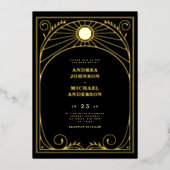  boog Art Nouveau Antiek Gold Wedding Real Folie Uitnodiging (Voorkant)