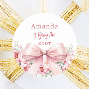Boog binden van de knoop roze bloemen Vrijgezellen Ronde Sticker