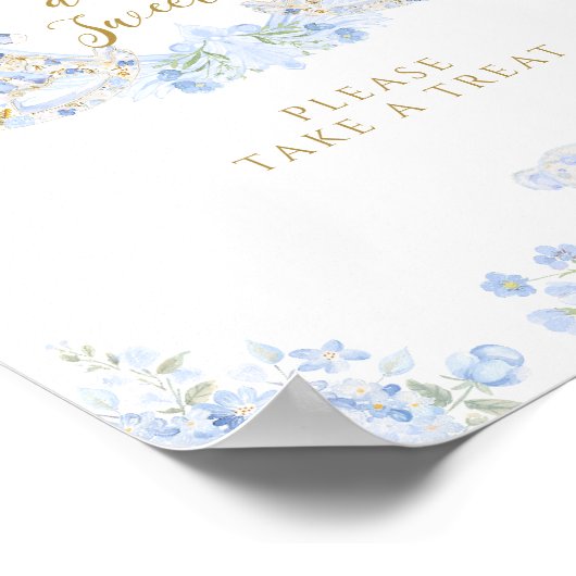 Boog Bloemen Teddy Bear Crest Boy Baby shower Bar Poster (Hoek)