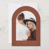 Boog Boho Waterverf Mountain bruiloft uitnodiging (Achterkant)