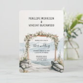 Boog bruiloft in de bergen waterverf kaart (Staand voorkant)