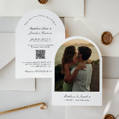 Boog bruiloft uitnodiging met foto en QR-code