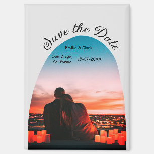 boog foto grijs boho save the date QR modern Magneet