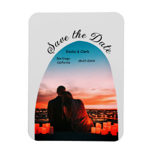 boog foto grijs boho save the date QR modern Magneet