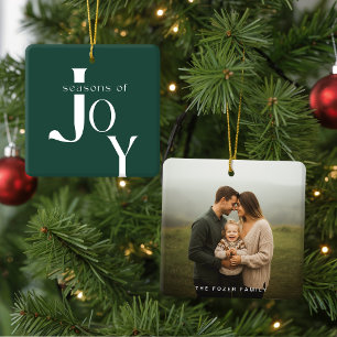 Boog Geometrisch Groen Foto Kerstmis Keramisch Ornament