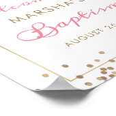 Boog Goud Glitter Roze Bloemen Doop Welkom Teken Poster (Hoek)