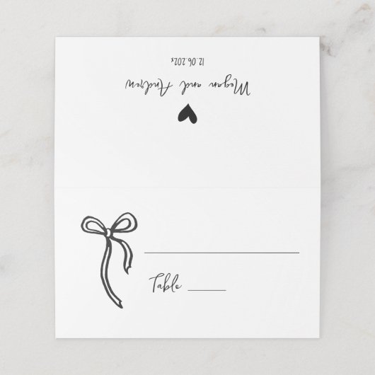 Boog Hand getrokken Bruiloft bloemen Plaats kaart (Buitenkant ongevouwen)