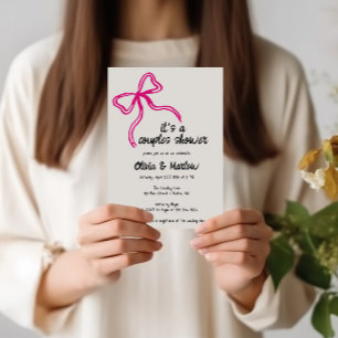 Boog handgeschreven Paar douche party uitnodiging