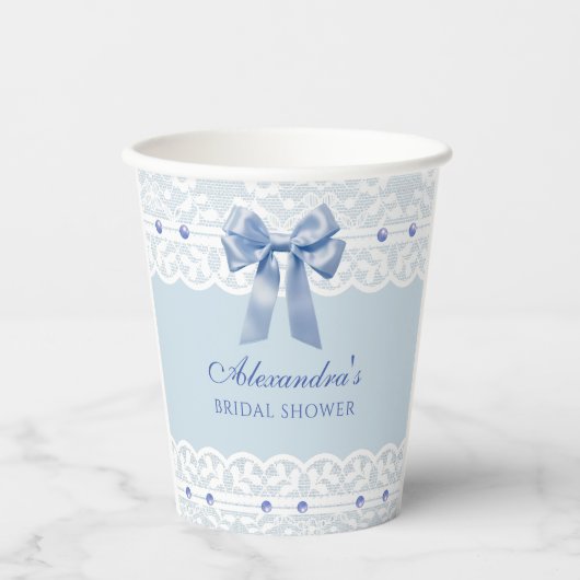 Boog Kant Iets Blauw Vrijgezellenfeest Papieren Bekers (Voorkant)