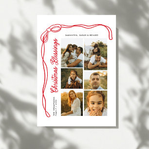 Boog Kerstwensen Script Familie 6 Foto's Feestdagenkaart