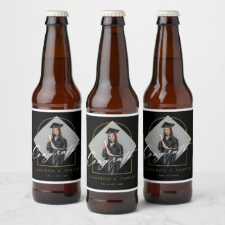 Boog Kwasten Minimalistische Frame Foto Afstuderen Bier Etiket
