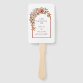 Boog met terracotta bloemen bruiloft programma handwaaier (Voorkant)