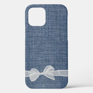 Boog op blauw denim iPhone 12 hoesje