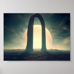 Boog op planeet in de ruimte poster