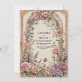  boog Paarse roze rozen bloemenbruiloft Kaart (Voorkant)