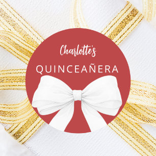Boog rood wit Quinceanera Ronde Sticker