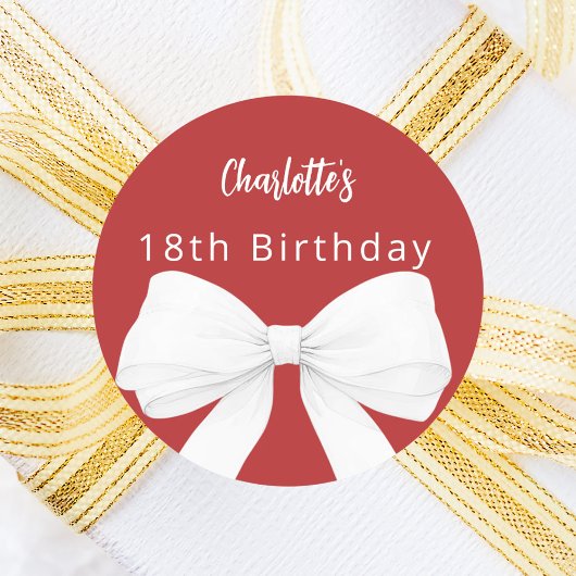 Boog rood wit Verjaardag Ronde Sticker