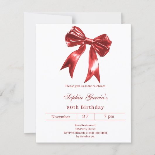 Boog rood wit verjaardagsuitnodiging (Voorkant)